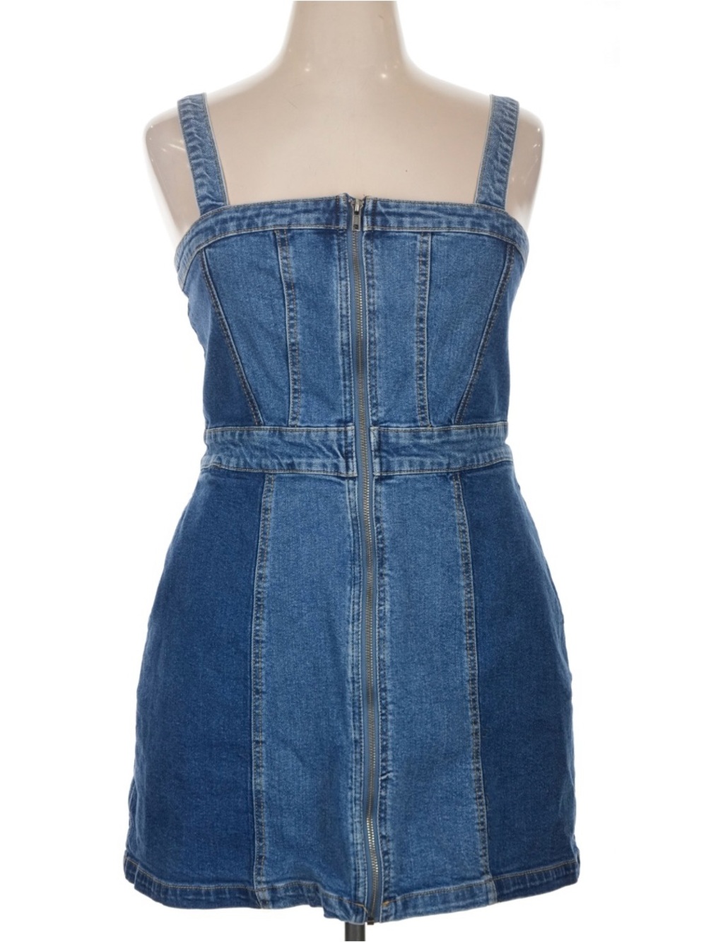 wild fable Two-Tone Blue Denim Mini Dress with Front Zip